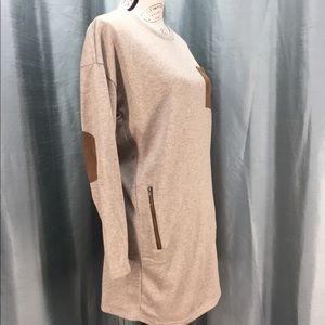 She + Sky tan marbled tunic dress with faux suede